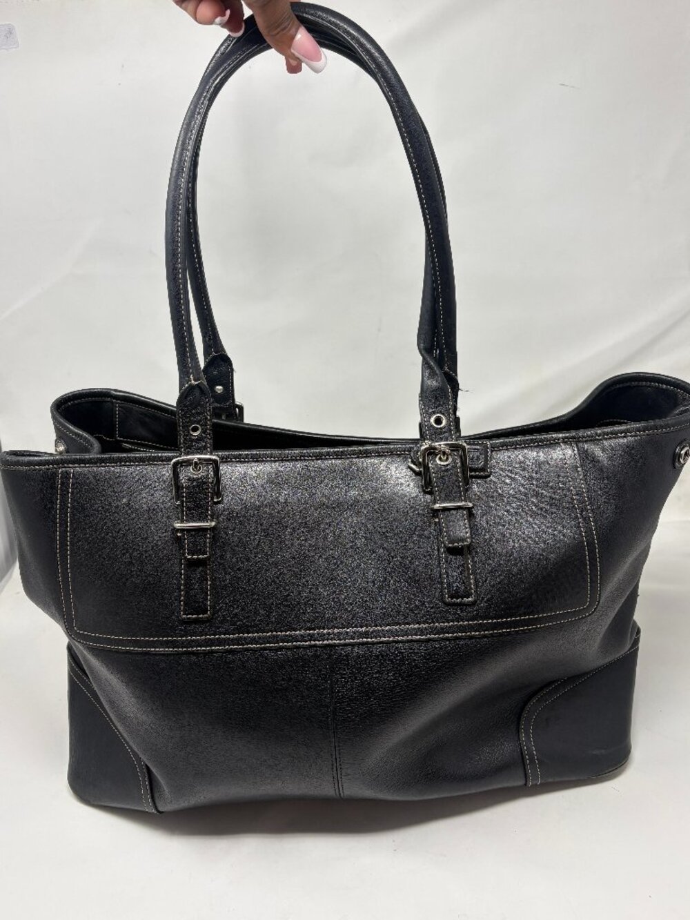 Coach Vintage Black Leather Hamptons Carryall 5131 XL Tote Business Bag
